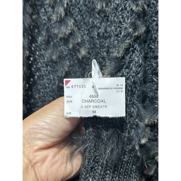 Dolce Cabo Real Rabbit Fur Long Duster Cardigan Pockets Knit Sweater Size Medium - Picture 6 of 12